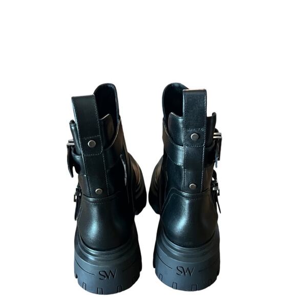 Stuart Weitzman Maverick Bedford Leather Moto Buckled Bootie NEW Size 7.5 - Picture 4 of 8